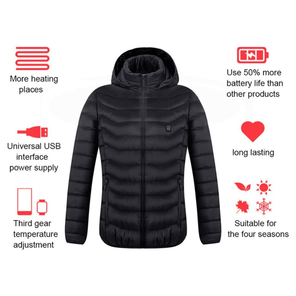 USB Heated Jacket – Thermal Winter Coat with Built-in Heating Pads